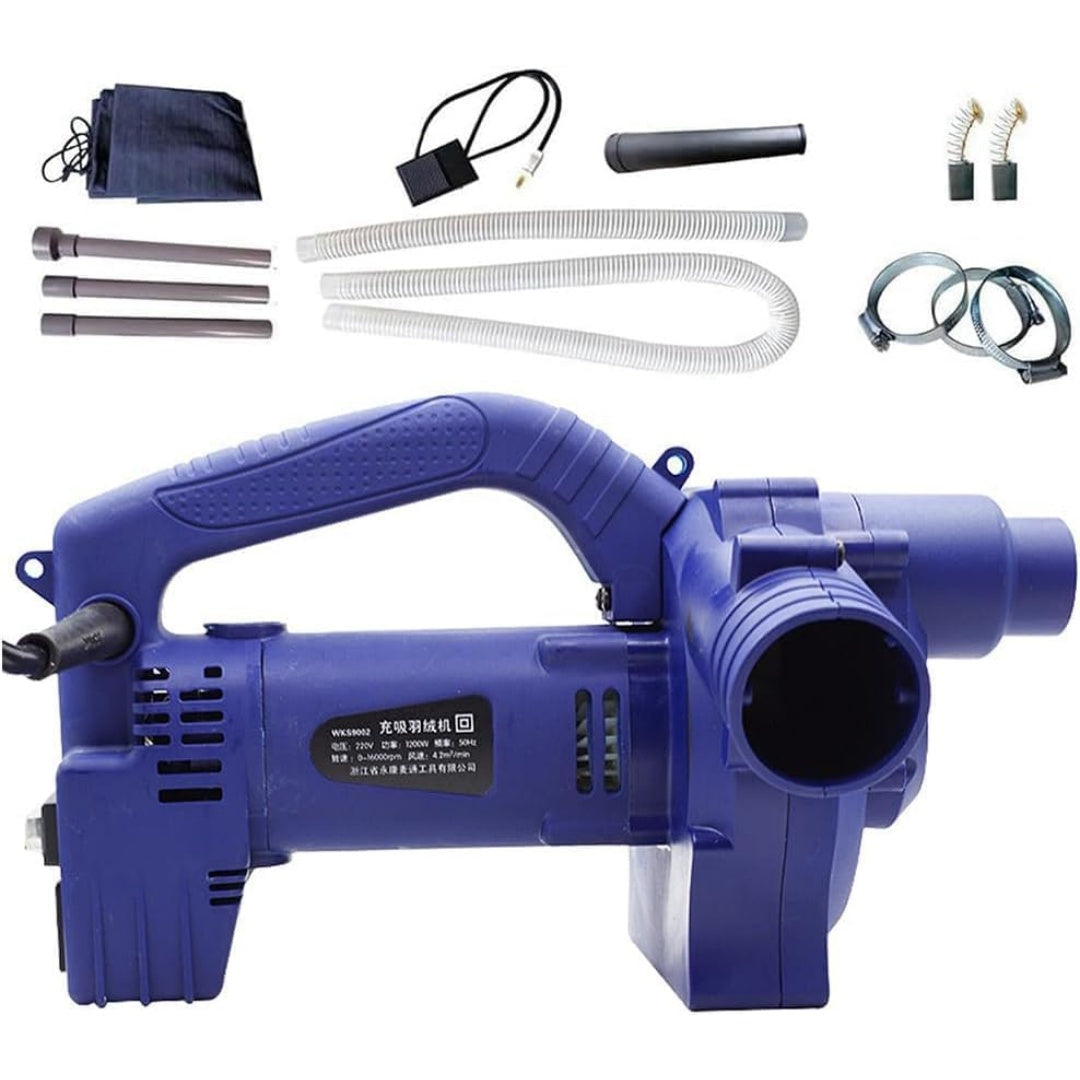 Aspirateur avec une puissance annoncee de 1200 W, coloris bleu et blanc