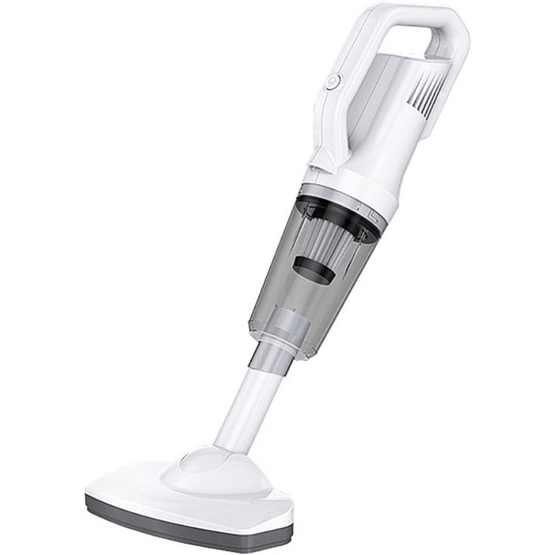 Aspirateur a main associant une aspiration annoncee de 12000 Pa au coloris blanc et gris