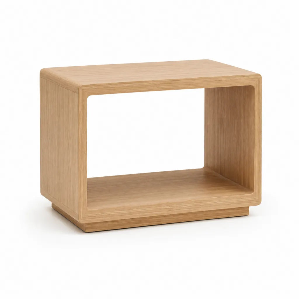 Table basse avec niche de rangement en MDF plaque chene rectangulaire naturel 60 x 40 x 45 cm
