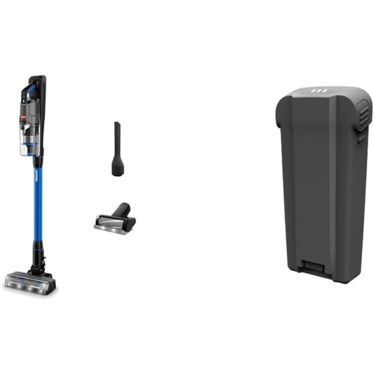 Aspirateur vertical, coloris gris et noir, avec une capacite annoncee de 2000 mAh