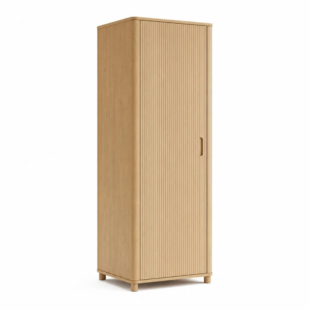 Armoire de chambre 1 porte 90 x 55 x 190 cm en MDF plaque chene rectangulaire naturel