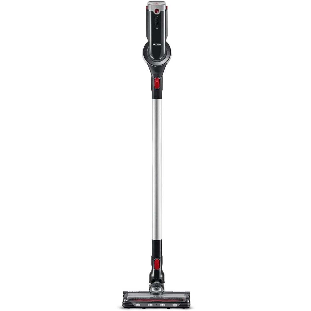 Aspirateur balai, coloris noir et rouge, avec la collecte sans sac