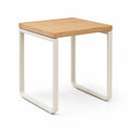 Table basse carree 45 x 45 x 45 cm plateau en chene massif pietement en acier blanc