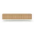 Meuble TV 4 portes en MDF plaque chene rectangulaire beige 180 x 40 x 45 cm