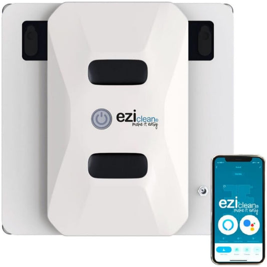 Robot nettoyeur de fenetres avec le nettoyage des surfaces vitrees et le deplacement sur la vitre
