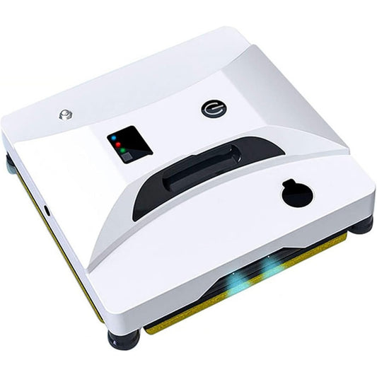Robot pour surfaces vitrees associant le nettoyage des bords et une pulverisation integree
