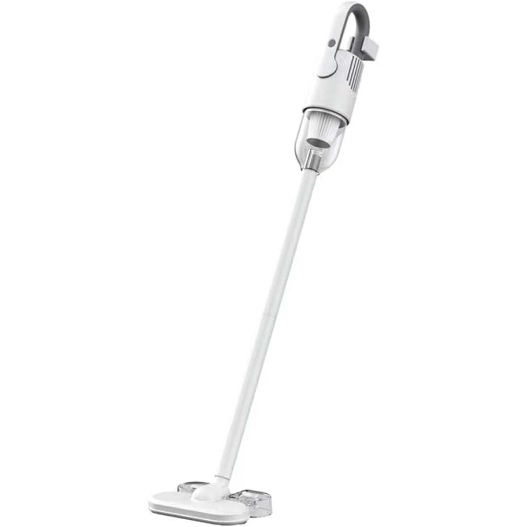 Cet aspirateur au format balai associe des elements lavables et la collecte de la poussiere