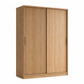 Armoire de chambre a 2 portes coulissantes 120 x 60 x 200 cm en chene massif finition naturelle