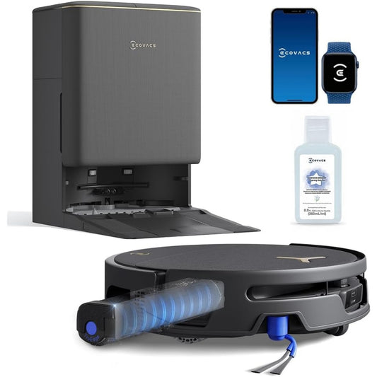 Ensemble robot et base de lavage alliant la collecte de la poussiere et le nettoyage automatise des sols