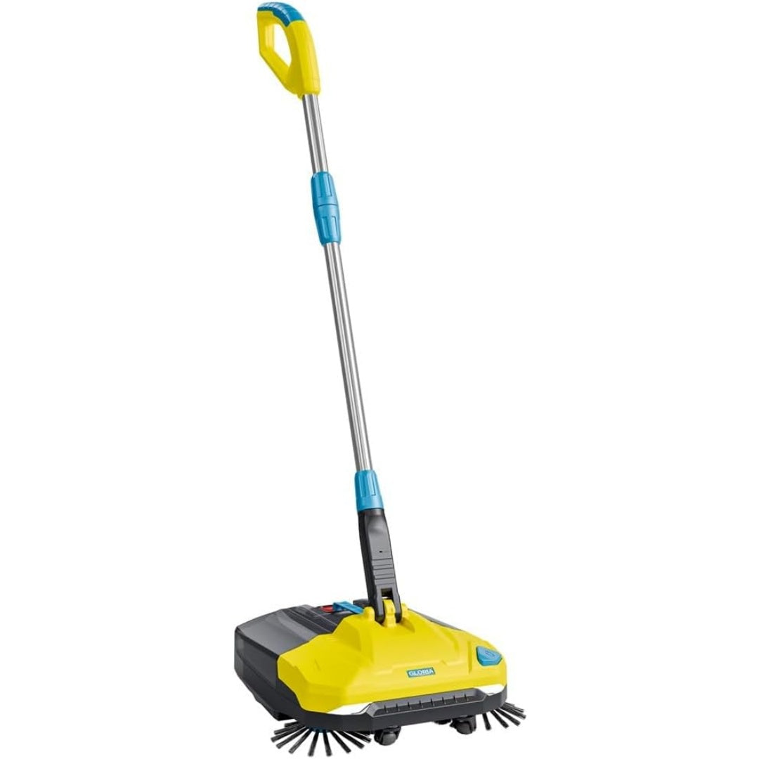 Balai aspirant avec une tension annoncee de 18 V, coloris jaune et gris
