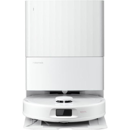 Robot de nettoyage avec base multifonction associant un reglage par application au coloris blanc