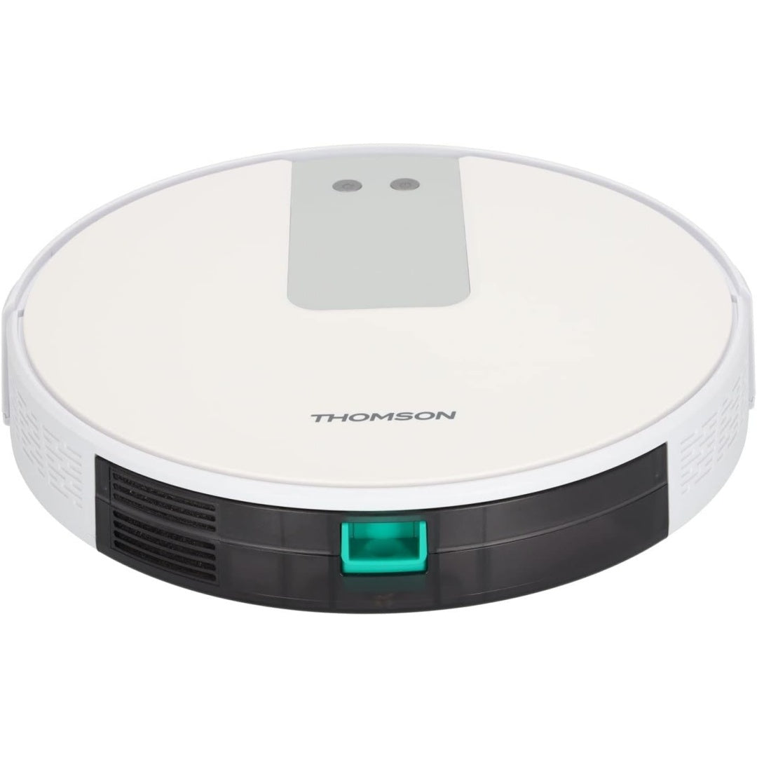 Robot aspirateur, coloris blanc, avec une puissance annoncee de 22 W